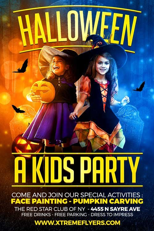 kids halloween party poster