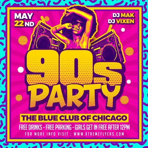 90s Party Flyer Template XtremeFlyers