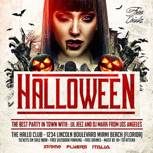 Halloween Square Flyer Template