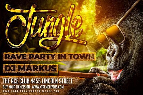 Jungle Party Horizontal Flyer Template